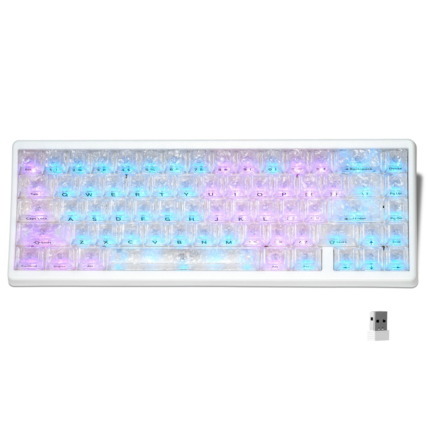 Teclado mecánico inalámbrico XVX M67 JadeStone con teclas IMD-Tech, trimodo, diseño topográfico blanco gamer y estructura gasket