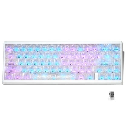 Teclado mecánico inalámbrico XVX M67 JadeStone con teclas IMD-Tech, trimodo, diseño topográfico blanco gamer y estructura gasket