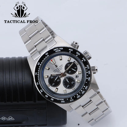 Orologio cronografo da uomo Tactical Frog 41mm, movimento al quarzo solare VS75, impermeabile, zaffiro, verde, luminoso C3, orologio da polso al quarzo