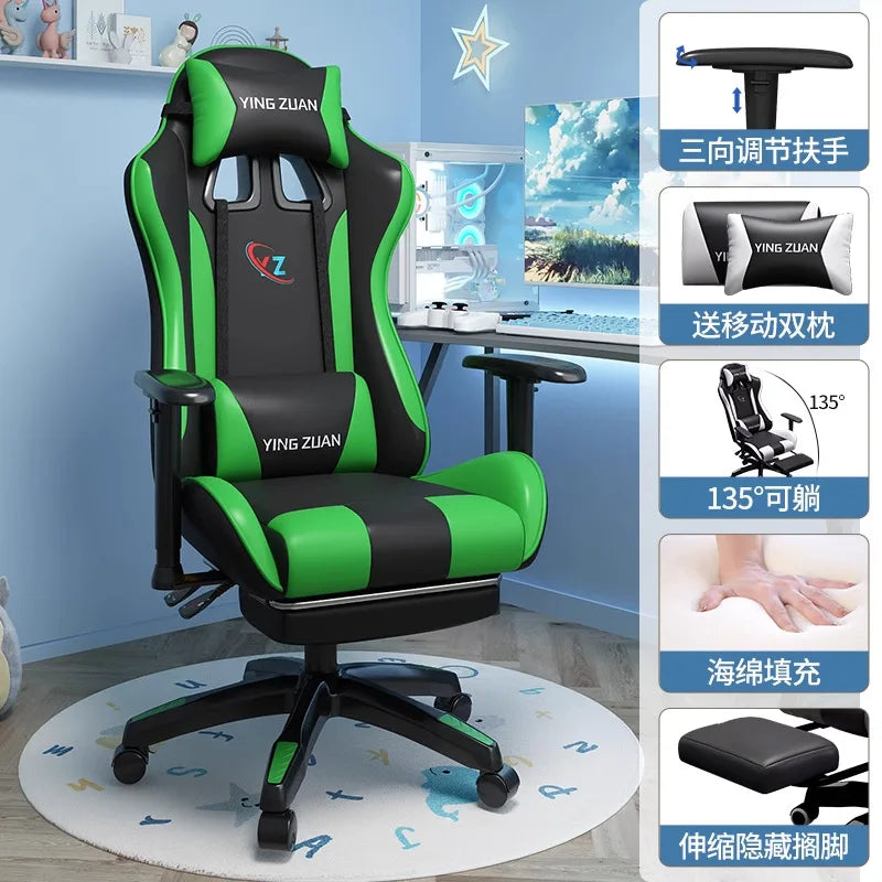 Silla gaming Silla de ordenador Asiento reclinable cómodo Juego LIVE Residencia estudiantil hogar Ergonomía para sedentarismo