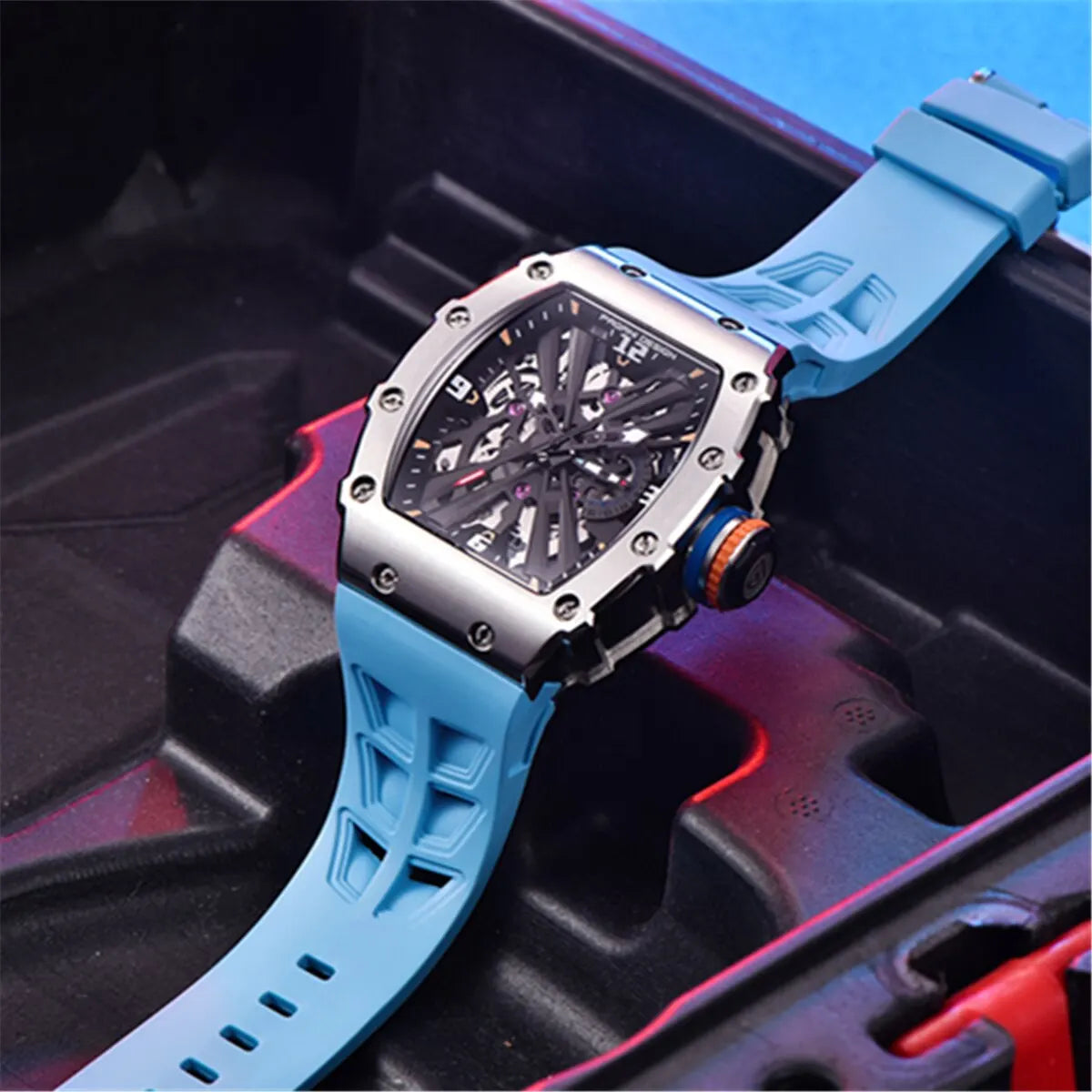 Orologio da uomo PAGANI DESIGN 2026 New al quarzo, movimento VH65, quadrante scheletrato, impermeabile 100M, sportivo rettangolare, vetro zaffiro