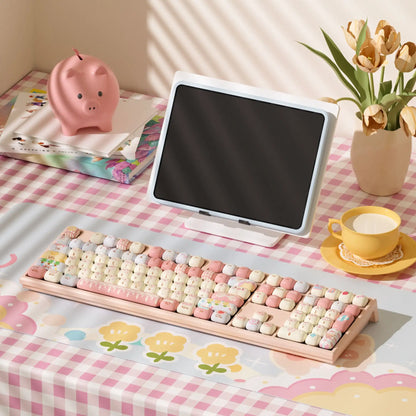 Teclado mecánico inalámbrico Akko MonsGeek MG108B Bun Wonderland, perfil MOG, RGB, 108 teclas, tamaño completo, hot swap, USB / 2.4G / BT 5.0