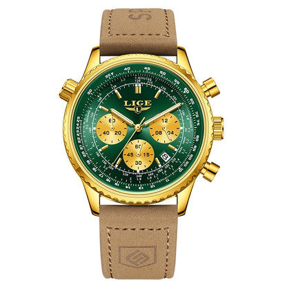 Relógio de luxo para homem LIGE – Cronógrafo com data, em aço inoxidável, estanque, luminescente, estilo desportivo e militar, relógio de quartzo para homem