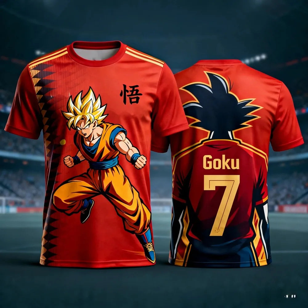 Camiseta casual Dragon Ball de verano 2026 para hombre, estampado 3D, manga corta, moda holgada, camiseta deportiva transpirable para mujer y niños