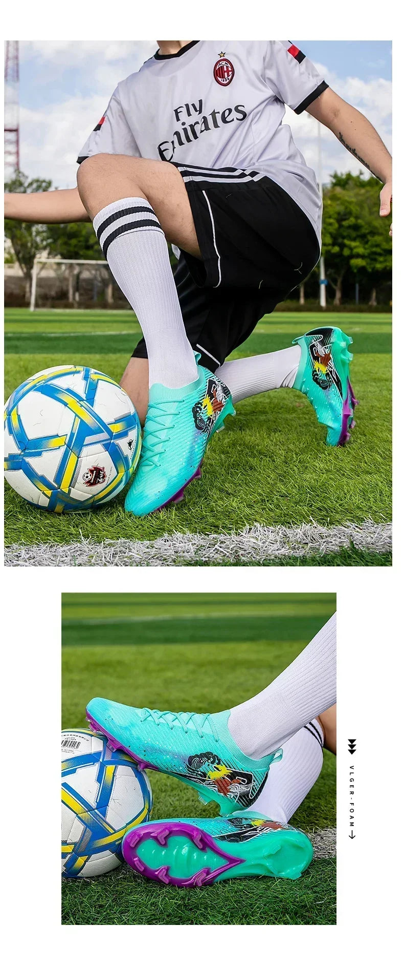 Nouvelles chaussures de football pour hommes, ultralégères, crampons longs FG, chaussures d'entraînement, chaussures de football antidérapantes pour l'extérieur, livraison directe