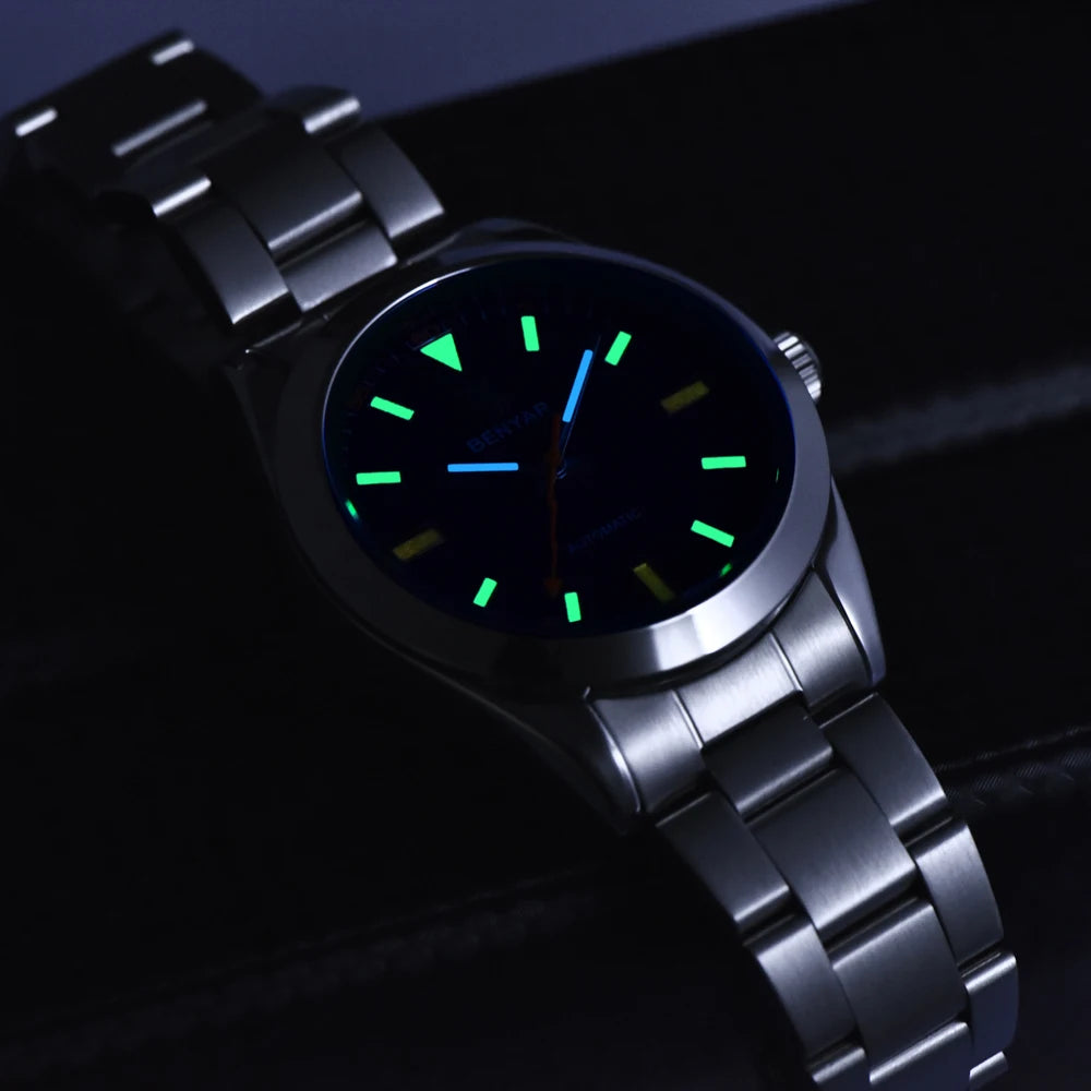 BENYAR – Novo relógio para homem, marca de luxo, relógio mecânico automático, resistente à água até 50 m, modelo desportivo com ponteiros luminescentes