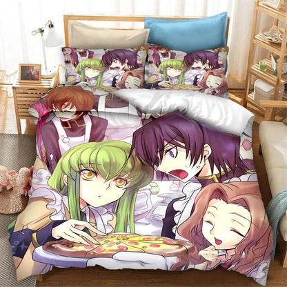 Funda nórdica de anime Code Geass con estampado 3D de moda, juego de cama de 2/3 piezas, doble, individual, full, queen y king, ropa de cama para adultos y niños, funda de edredón