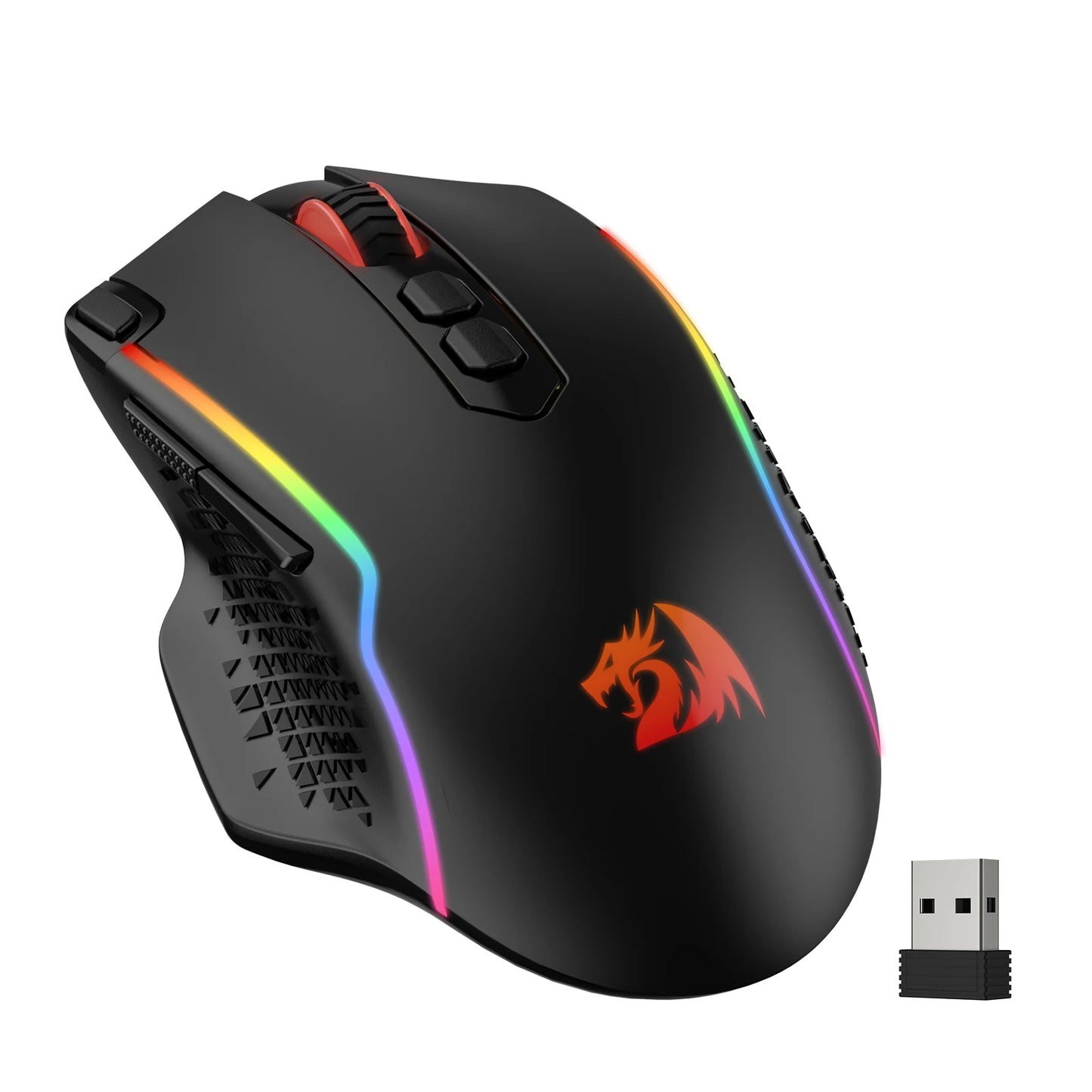 Mouse da gaming wireless Redragon M810 Pro, 10000 DPI, mouse da gamer cablato con tasto Rapid Fire, 8 pulsanti macro, nero/bianco