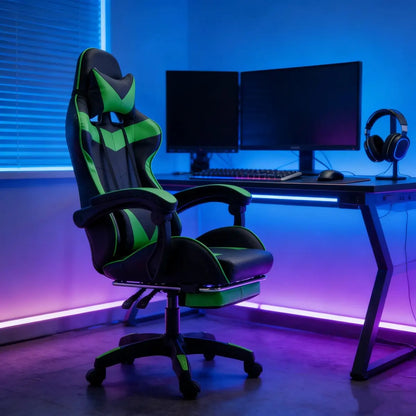 Sedia gaming, poltrona gaming, sedia da ufficio regolabile in altezza con funzione reclinabile regolabile, orecchie da gatto e cuscini