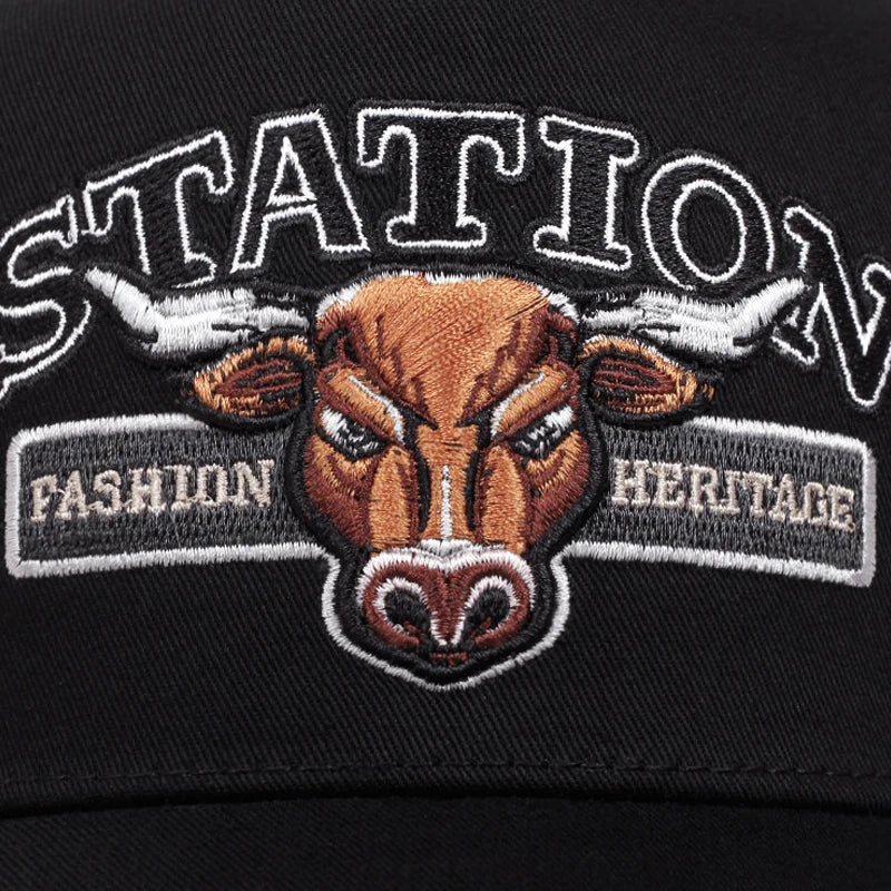 2025 Personalized New STATION Bullhead Truck Hat Men's Skateboarding Hat HipHop Hat Women's Casual Sun Hat Baseball Hat Mesh Hat