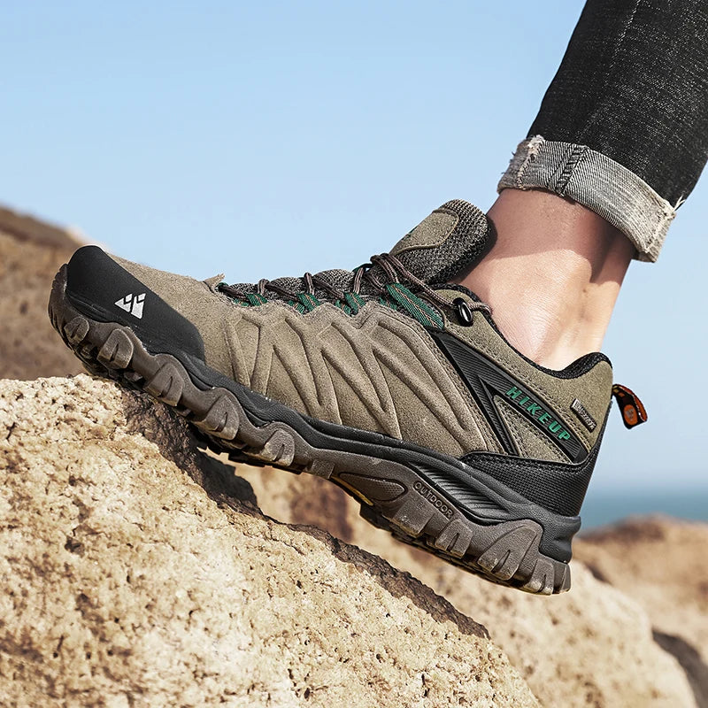 HIKEUP Scarpe da trekking in pelle di alta qualità, resistenti, da outdoor sportivo, da uomo, con lacci, per escursionismo, arrampicata e caccia
