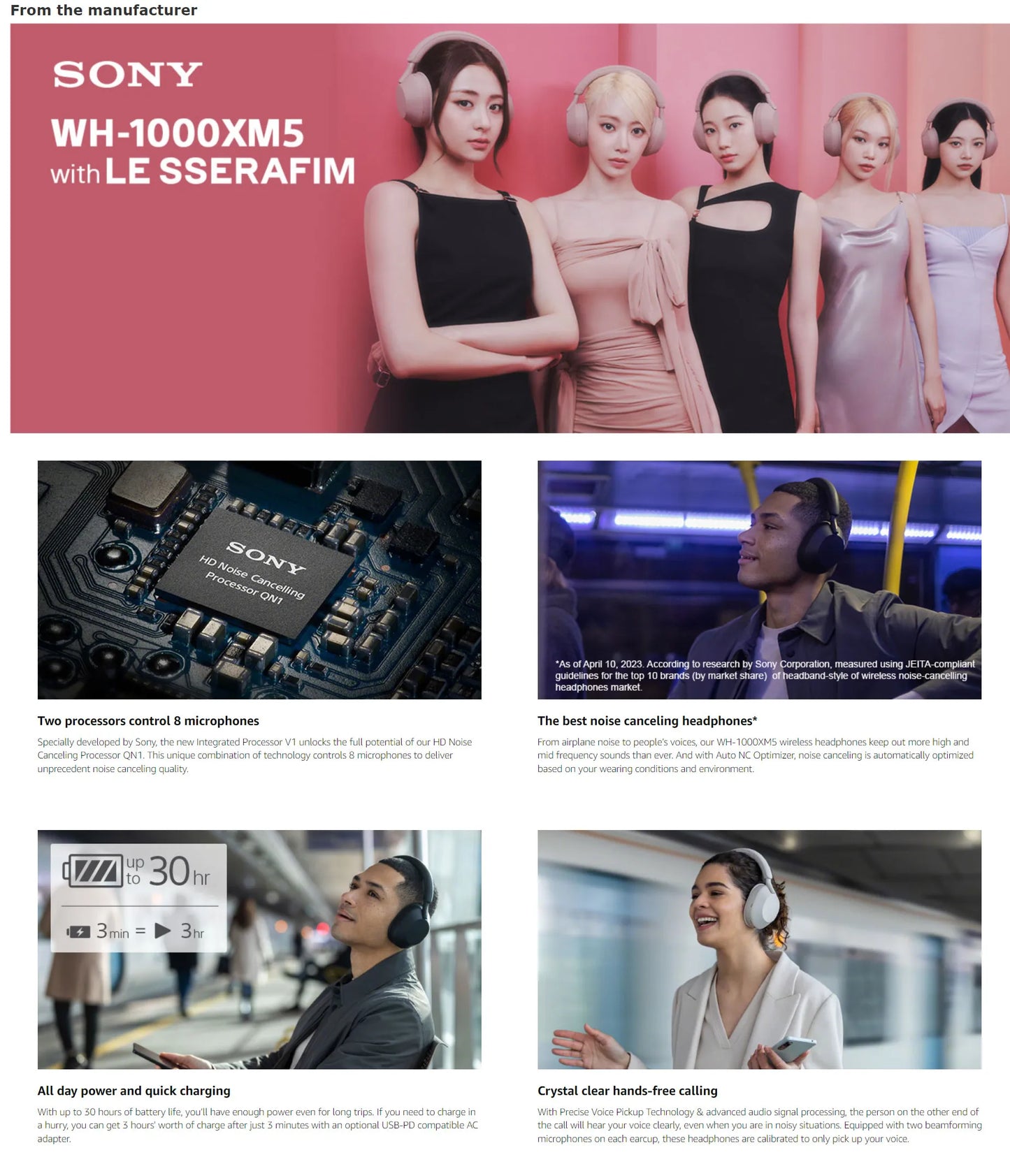 Auriculares Sony WH-1000XM5 inalámbricos con cancelación de ruido – Casco HiFi prémium supraaural Bluetooth 5.2 con transductor de 30mm, micrófono y batería de larga duración