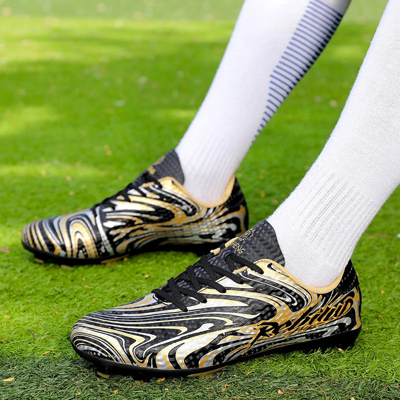 Chaussures de football pour hommes, modèle bas, avec crampons longs FG/TF, chaussures de football pour jeunes, ultra-légères, antidérapantes, pour entraînement sur gazon naturel, chaussures de sport.