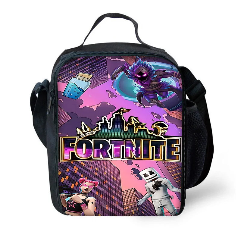 Borsa termica per bambini di grande capacità per ragazzi e ragazze, stile gioco F-FortniteS, per studenti, picnic all’aperto, lunch box termico refrigerante riutilizzabile