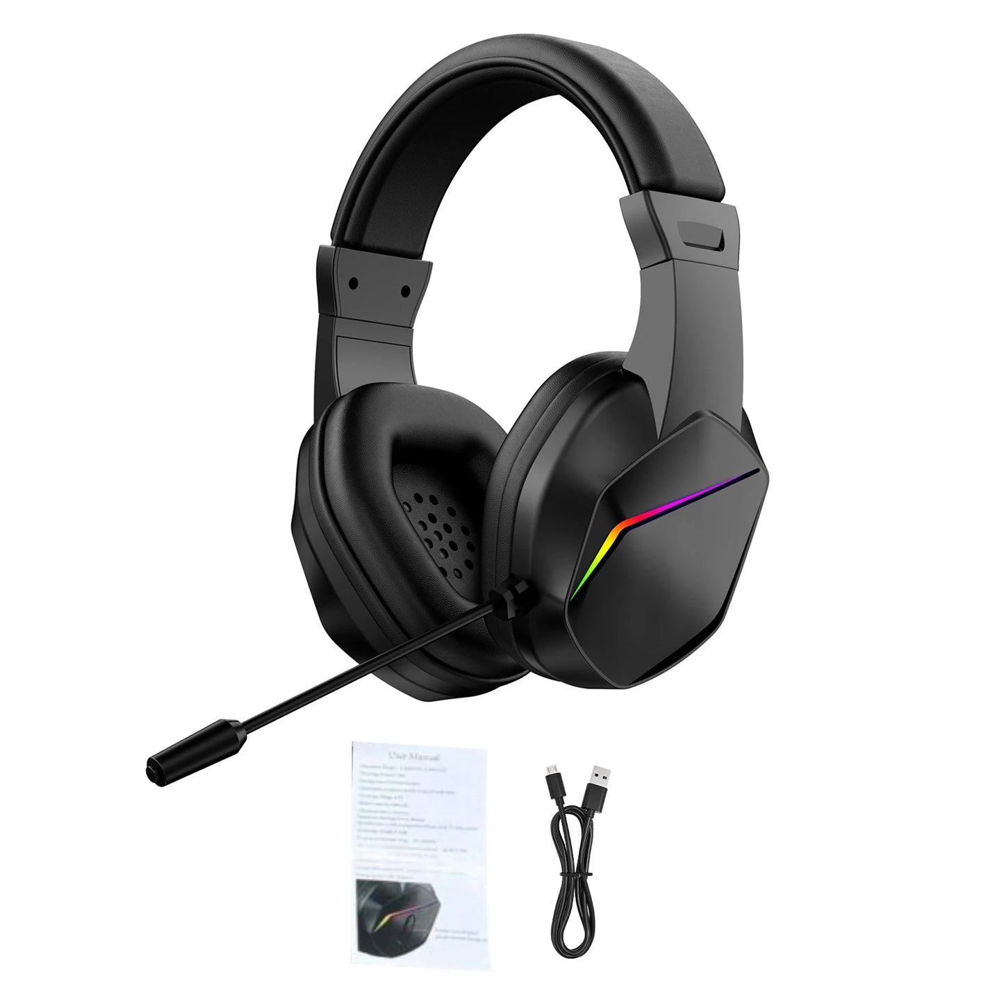 Wireless BT Gaming Headset with LED Lights, Low Latency Gaming Headphones, 40mm Drivers, Over-Ear Wireless Gaming Headset with Microphone