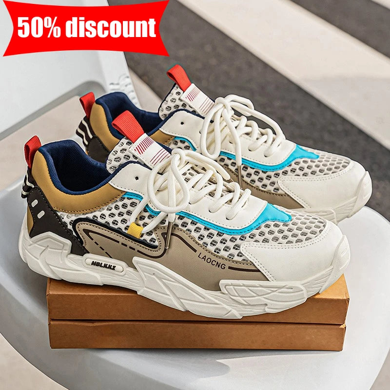 Scarpe sportive da uomo estive in mesh, casual e alla moda, con lacci, per camminare, 2026 nuove sneakers giovani per uso quotidiano e pendolarismo, comode e versatili