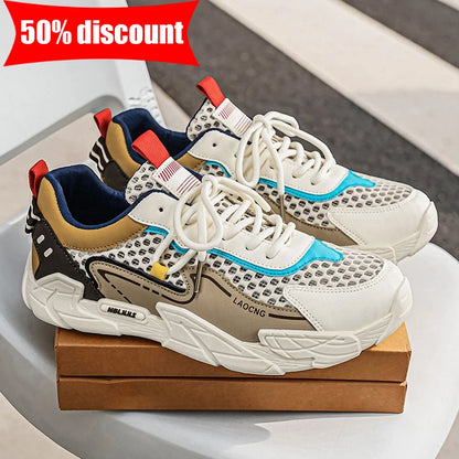 Scarpe sportive da uomo estive in mesh, casual e alla moda, con lacci, per camminare, 2026 nuove sneakers giovani per uso quotidiano e pendolarismo, comode e versatili