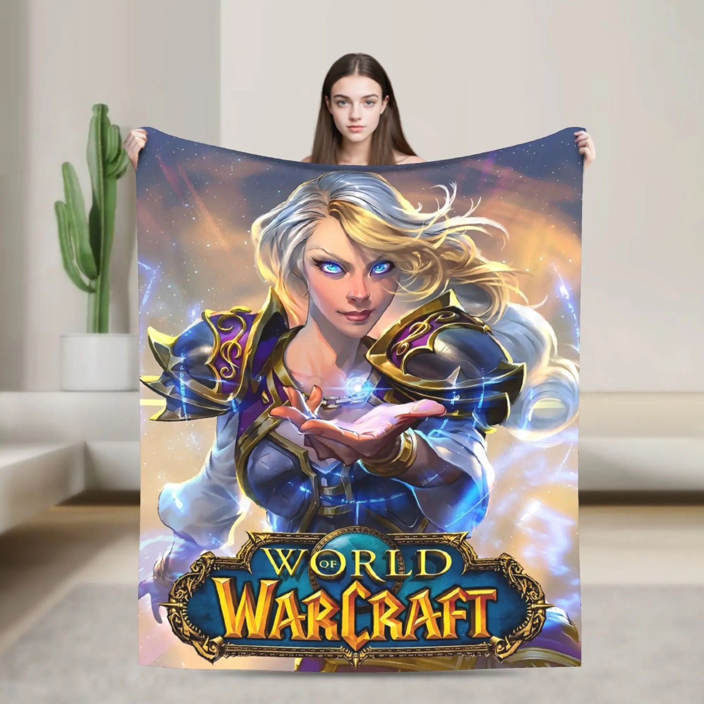 WOW World of Warcraft Arthas Retro Game Flannel Blanket  Super Warm Throw Blanket for Bedroom Camping Bedspread Sofa Bed Cover