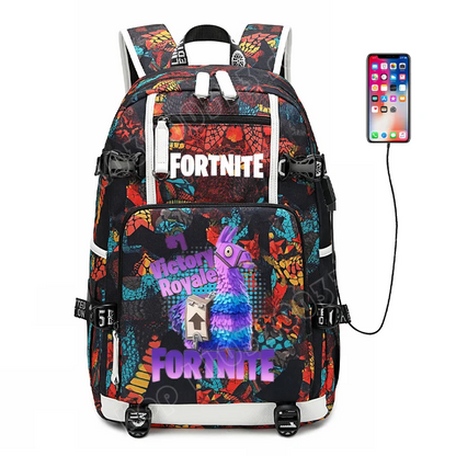 Zaino scolastico Fortnite con stampa gaming per ragazzi e ragazze, grande capacità, impermeabile, leggero e resistente, regalo di compleanno