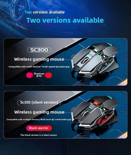 Nuovo mouse gaming wireless SC300 2.4G 2025 RGB 3200dpi, ricaricabile, silenzioso, meccanico, per e-sport, computer desktop e laptop