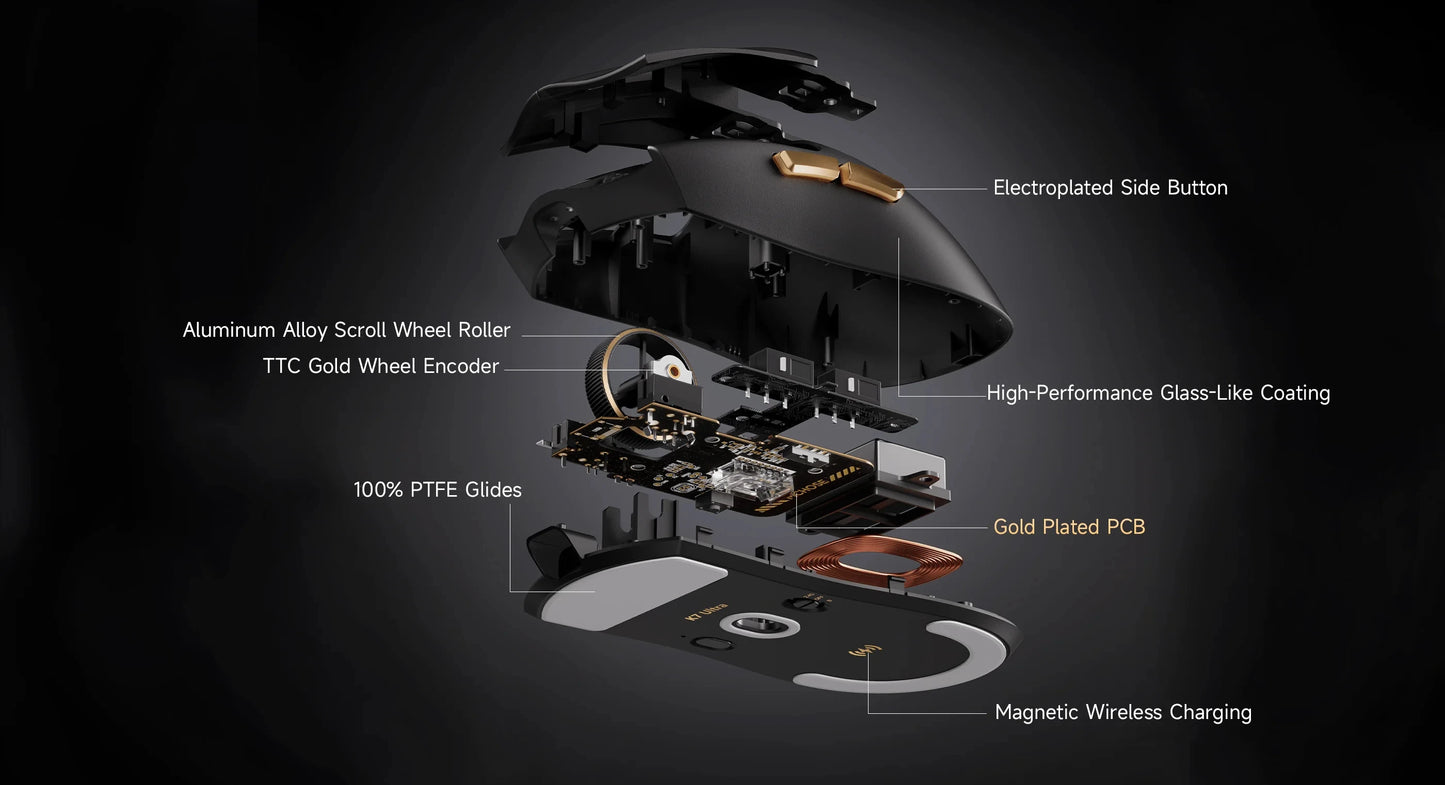 Ratón gaming inalámbrico MCHOSE K7 Ultra PAW3950, doble tasa de sondeo 8K, ligero, con base de carga inalámbrica magnética, para esports y oficina