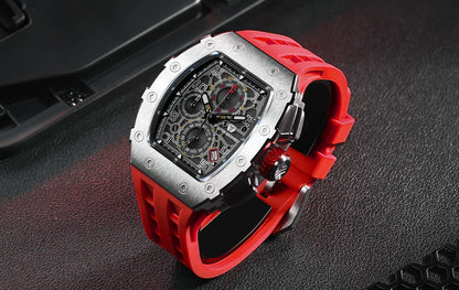 Reloj TSAR BOMBA para hombre, marca de lujo, diseño tonneau, impermeable, de acero inoxidable, reloj de pulsera de moda rectangular para hombre