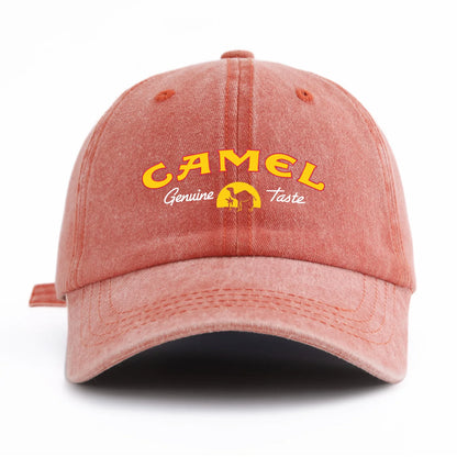 1pc CAMEL Print Washed Baseball Cap for Adults,Minimalist Retro Style Casual Soft Adjustable Dad Hat,Perfect As Gift
