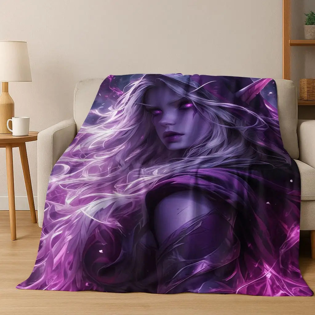 Flanelová deka WOW World of Warcraft Arthas Demon Illidan Sylvanas, útulná měkká přikrývka pro domácnost, ložnici, postel, pohovku, přehoz nebo dárek