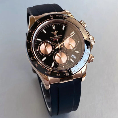 Orologio da uomo Luxury VK63 con movimento al quarzo, cronografo business 39mm in acciaio/oro rosa, datario e quadrante luminoso