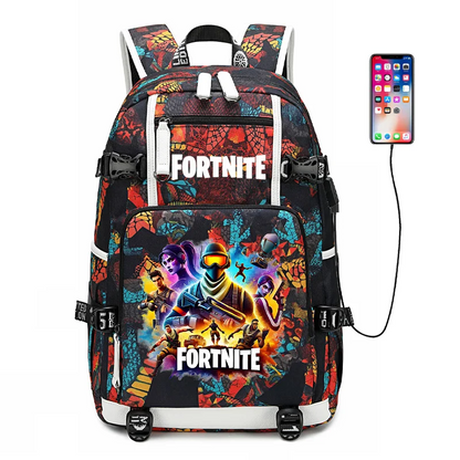 Zaino scolastico Fortnite con stampa gaming per ragazzi e ragazze, grande capacità, impermeabile, leggero e resistente, regalo di compleanno