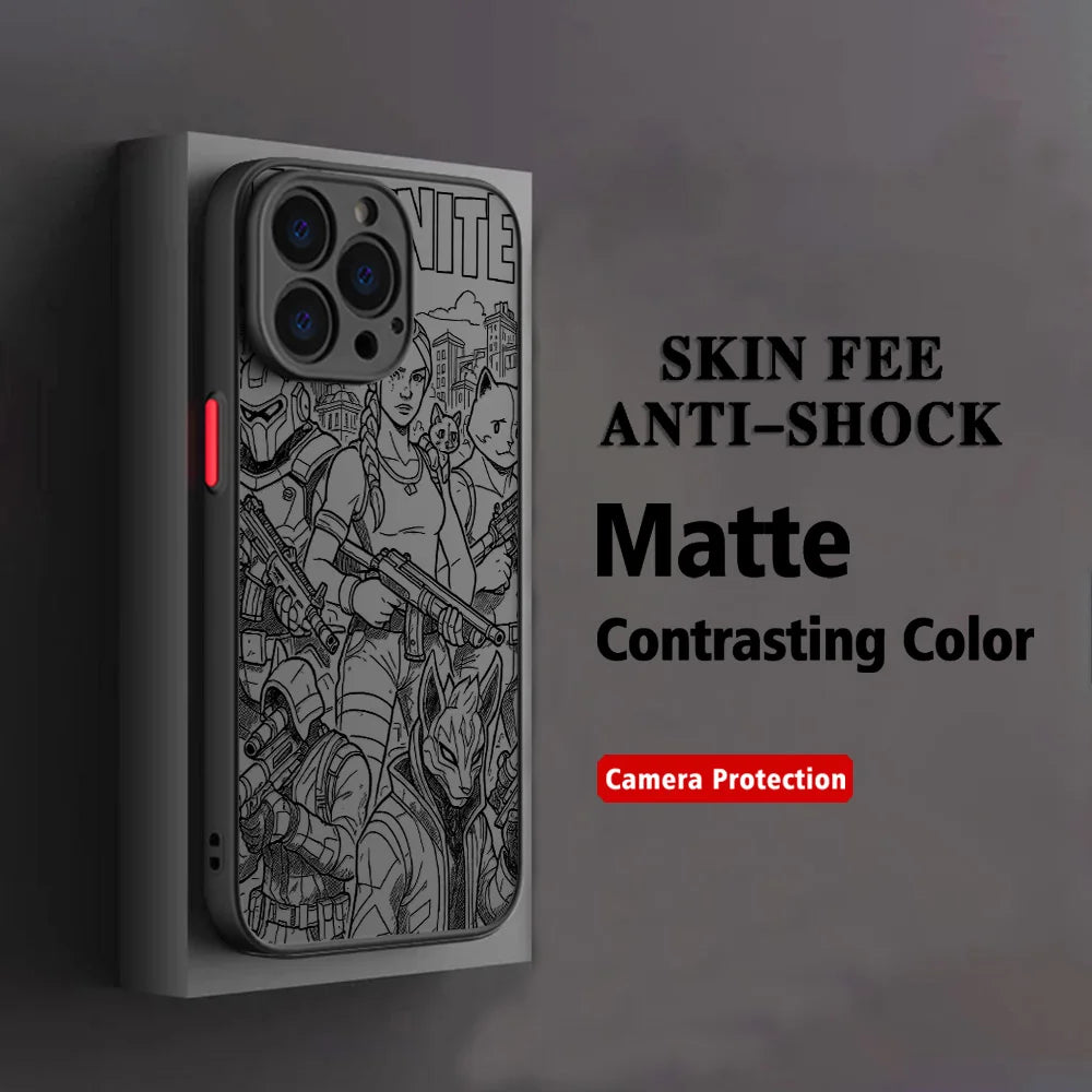 Capa para Telemóvel Hot Game F-Fortnites para Xiaomi Redmi Note 14 13 12 12S 11 11S 10 10S 9T 9S 8 7 Pro Plus 4G 5G, Tampa Traseira Transparente Mate