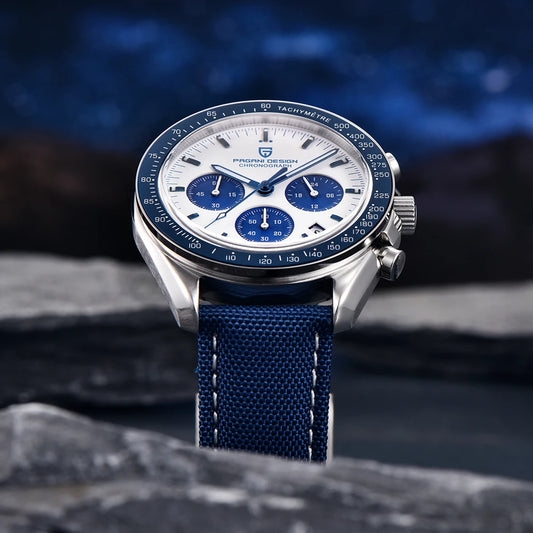PAGANI DESIGN New Moon-horloge voor heren, multifunctionele quartz-chronograaf, sportieve herenhorloges, luxe saffierglas