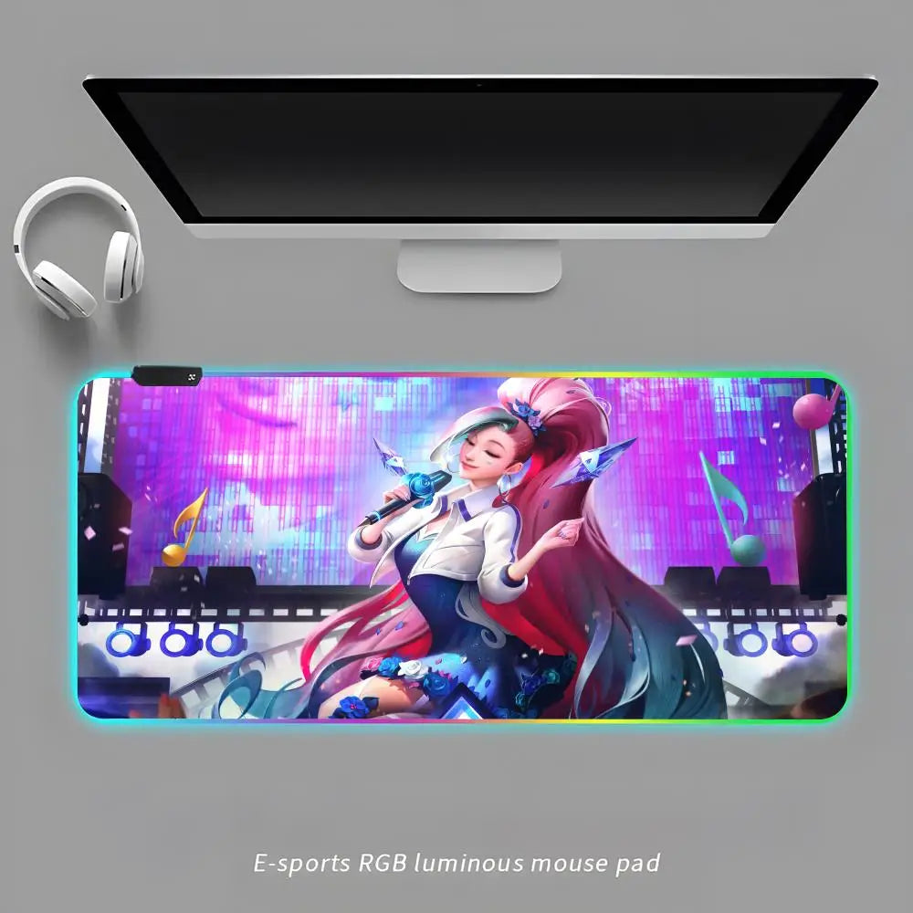 A-S-SeraphineS-ES Mouse Pad RGB Gaming Mouse Pad Desk Mat HD Gamer Large LED Light XXL MousePads