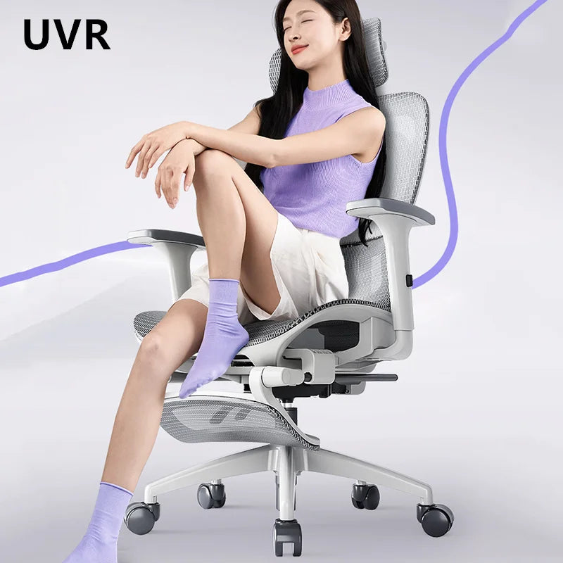 UVR Ergonomic Chair Lift Adjustable Swivel Chair Sedentary Comfort Mesh Staff Chair Reclinable Backrest Stool Mesh Office Chair