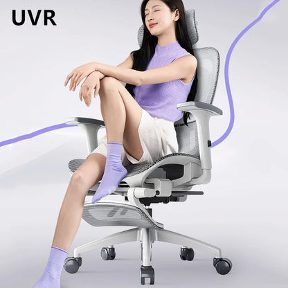 UVR Ergonomic Chair Lift Adjustable Swivel Chair Sedentary Comfort Mesh Staff Chair Reclinable Backrest Stool Mesh Office Chair