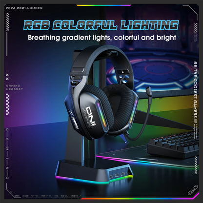 Auriculares gaming inalámbricos ONIKUMA GT808 2.4G/Bluetooth/cableados de 3 modos, circumaurales, con micrófono con cancelación de ruido para PC PS4 PS5