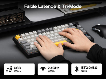 Layout ISO-FR EPOMAKER X AJAZZ AK820 PRO 75% AZERTY Francese Tastiera meccanica hot-swap cablata/BT/wireless 2.4GHz per Win/Mac/PC