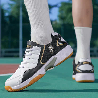 Zapatillas profesionales de cuero para hombre y mujer, calzado de bádminton para parejas, antideslizantes, ligeras, para entrenamiento, tenis y voleibol