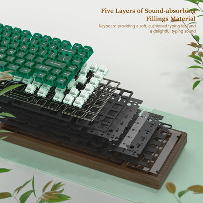 Womier WD75 QMK/VIA Tastiera gaming in legno, wireless tri-mode, meccanica personalizzabile RGB hot swappable, 8000mAh