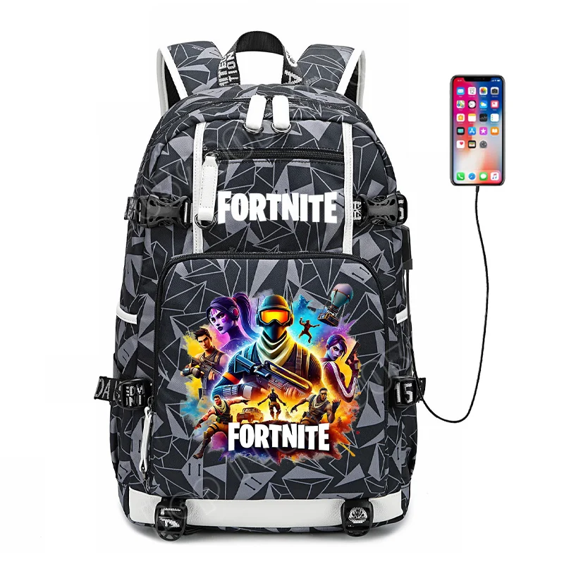 Zaino scolastico Fortnite con stampa gaming per ragazzi e ragazze, grande capacità, impermeabile, leggero e resistente, regalo di compleanno