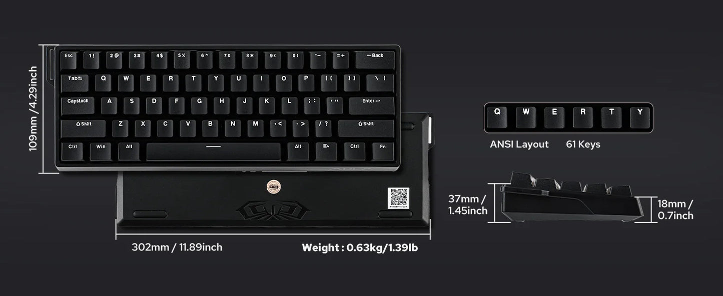 Teclado mecánico con cable AULA WIN60 HE/WIN60 HE MAX 60% con estructura tray-mount hot-swap e interruptores magnéticos Hall Effect
