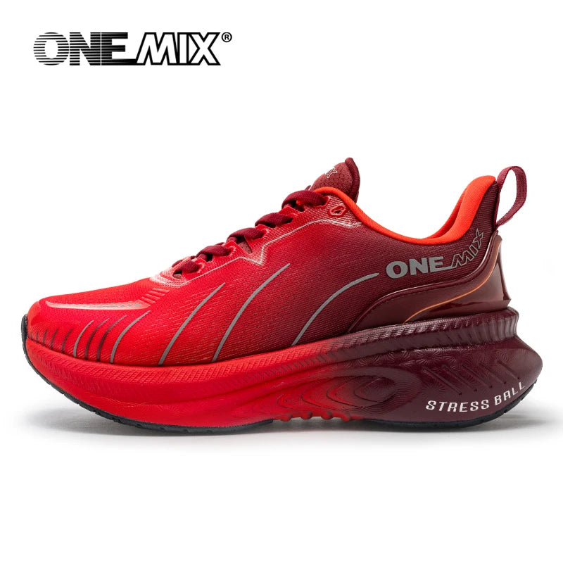 ONEMIX New Cushioning Running Shoes For Men Suitable for Heavy Runners Lace-Up Sports Women Non-slip Outdoor Athletic Male Sneakers