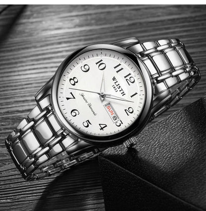 Relógio de luxo para mulher, relógio de quartzo, relógio de pulso digital, à prova de água, com calendário e visor iluminado; estilo moderno e profissional, adequado também para homens.