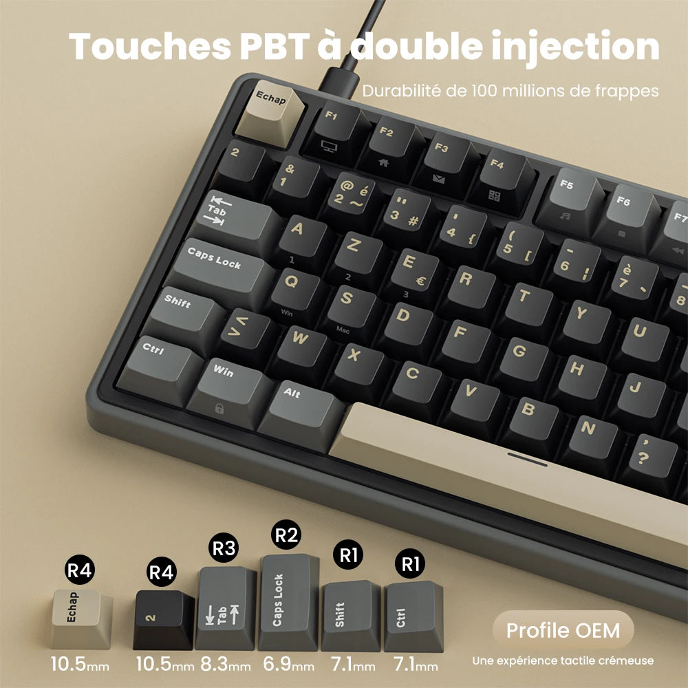 Tastiera meccanica cablata RK ROYAL KLUDGE R98Pro Gasket, 98 tasti, RGB, hot-swappable, pulsante pluggable, tastiera gamer con keycap PBT