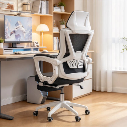 Chaise de bureau ergonomique, chaise d'ordinateur confortable et rembourrée pour la maison, chaise d'étude réglable et inclinable en forme d'arc pour un usage domestique