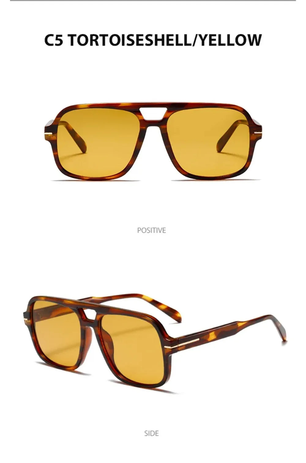 3507 Double Bridge Square Fashion Sunglasses - UV400 Vintage Pilot Style Shades, Retro Classic Sun Glasses for Men Women 411240