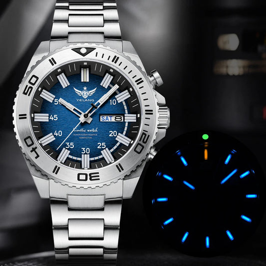 Yelang Watches V1035 44mm Men Diving Watch Human Kinetic Energy Watch 100m Waterproof Watches luminous Japan PX83 Sapphire