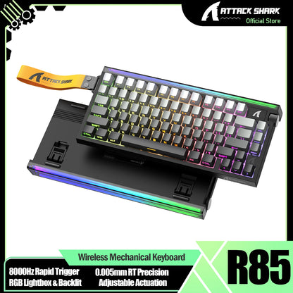 Teclado Gaming ATTACK SHARK R85 HE 8000Hz RGB Rapid Trigger, Precisão RT de 0.005mm, Teclado Gaming com Fios, Switch Magnético Hall Effect