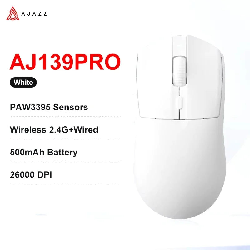 Ratón gaming inalámbrico AJAZZ AJ139 V2 MC/AJ139 PRO con sensor PAW3311/PAW3395, 12000DPI/26000DPI, 500mAh, Bluetooth, para PC