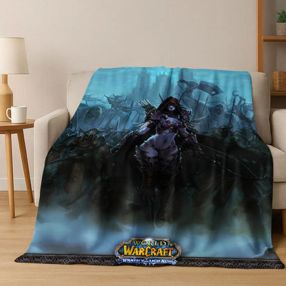 Flanelová deka WOW World of Warcraft Arthas Demon Illidan Sylvanas, útulná měkká přikrývka pro domácnost, ložnici, postel, pohovku, přehoz nebo dárek